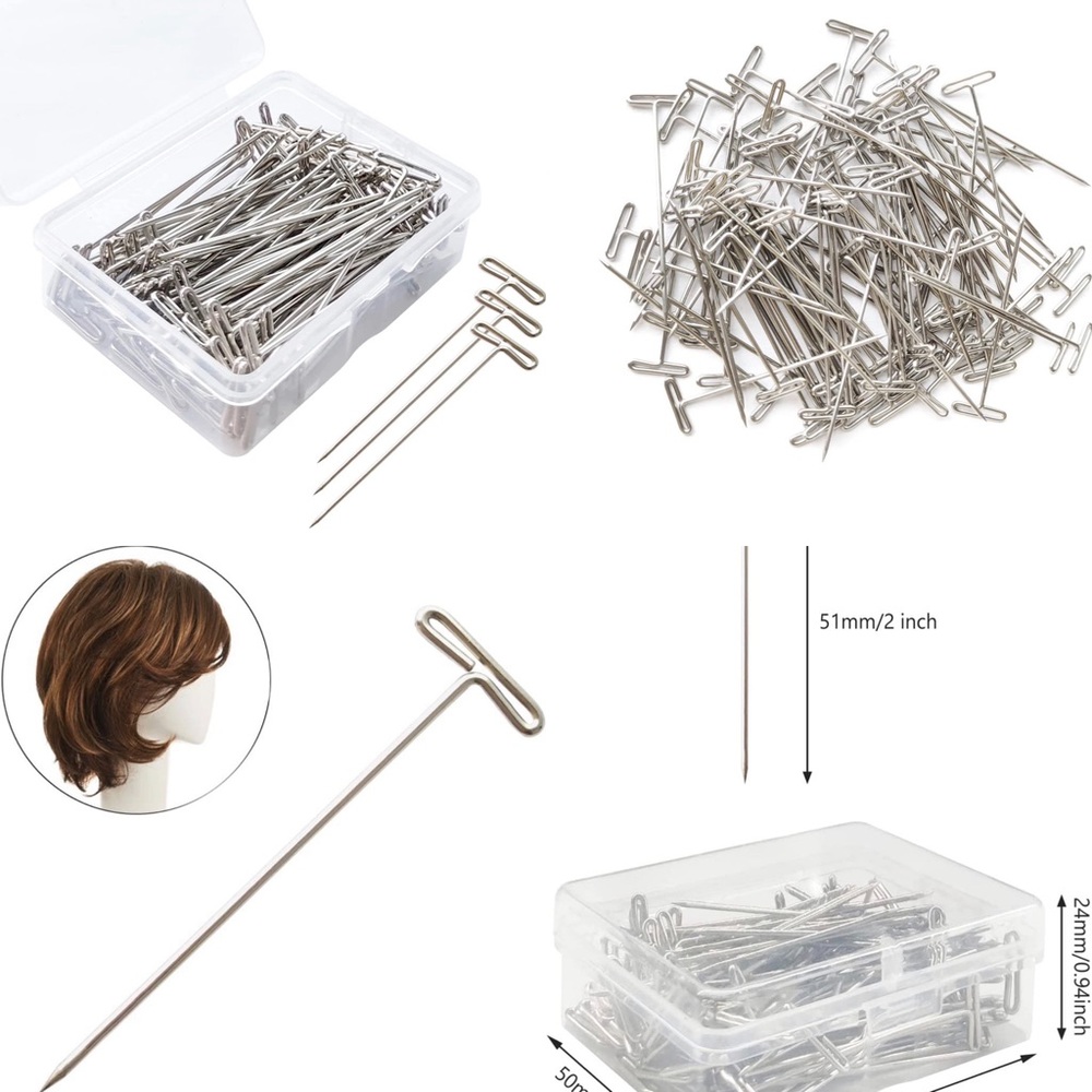 - 100 Pack 2 inch T-Pins *NEW* 
Arrives New
T Pins for Blocking Knitting & WIGS